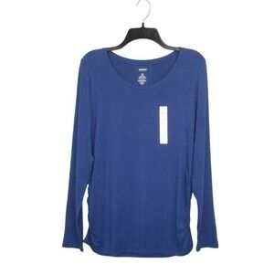 Sonoma‎ Top Maternity Medium Blue Long Sleeve Scoop Neck Ruched Sides Tee
